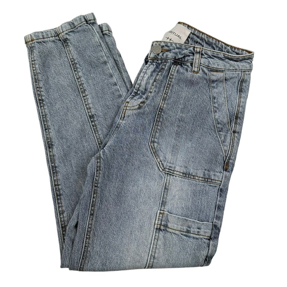 Habitual Denim Carpenter Jeans Utility Light Wash Mid Rise Crop Ankle 0/25